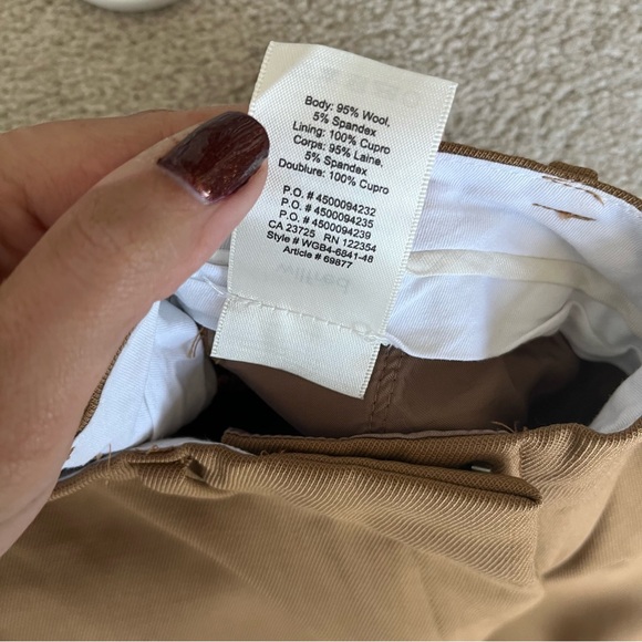 Aritzia Wilfred Tan Midrise Wool Blend Straight Leg Trouser Pants Size 2 - Picture 9 of 10